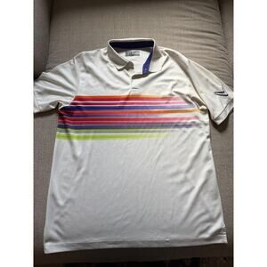 Callaway Opti-Dri Men's Medium White Rainbow Horizontal Stripe Size M